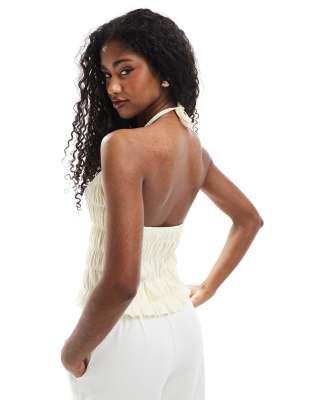 ASOS DESIGN TEXTURE SHIRRED HALTER TOP 