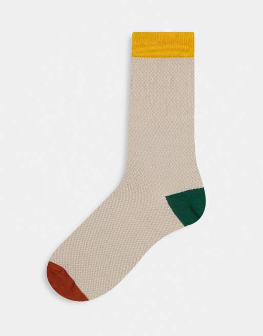 ASOS DESIGN textured ankle socks with toe and heel details in autumnal