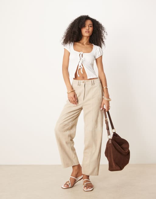 ASOS DESIGN textured babydoll with tie front detail in white, 2 of 4