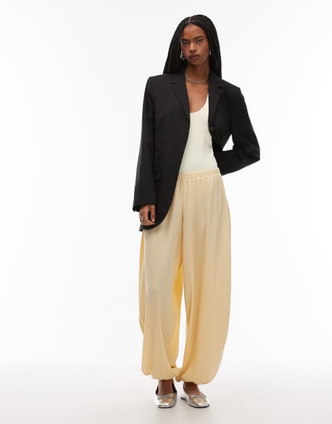 ASOS DESIGN textured balloon pants in yellow - part of a set - view 1