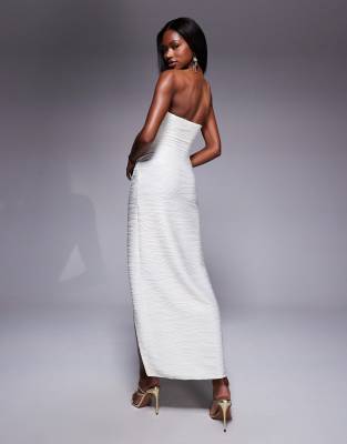 Asos Design Textured Bandeau Sarong Maxi Dress