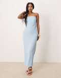 [ASOS DESIGN] ASOS DESIGN textured bandeau tie back midi dress in blue 10 BLUE