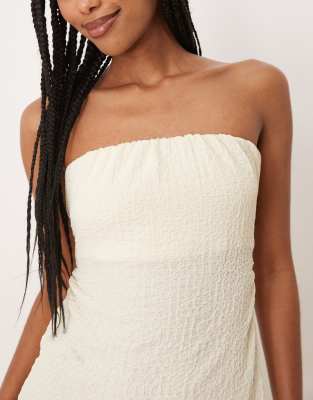 Asos Design Textured Bandeau Tie Back Midi Dress
