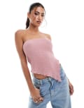 [ASOS DESIGN] ASOS DESIGN textured bandeau top in pink XS Pink