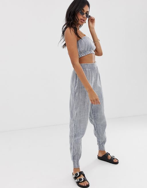 ASOS DESIGN textured beach harem trousers co ord