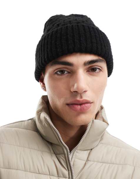 ASOS DESIGN textured beanie in black - view 1