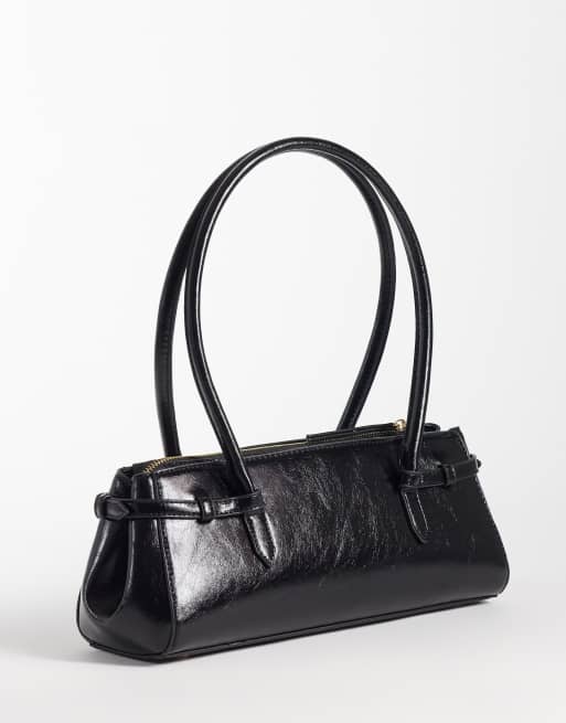 ASOS DESIGN textured belted shoulder bag in black, 4 of 4