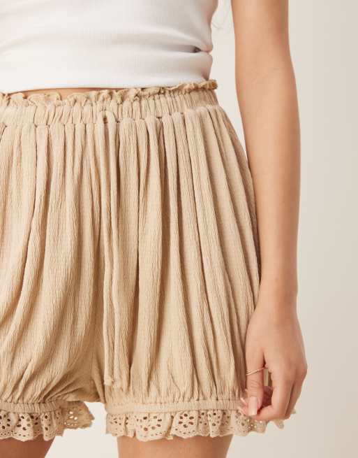 ASOS DESIGN textured bloomer shorts in stone (part of a set), 3 of 5