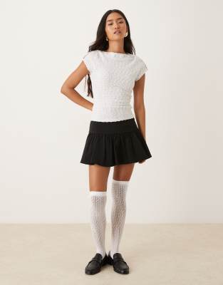 Asos Design Textured Boucle Button Detail Boat Neck Tank In White