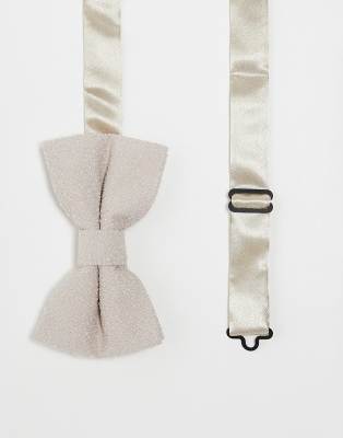 ASOS DESIGN textured bow tie in stone-Neutral φωτογραφία