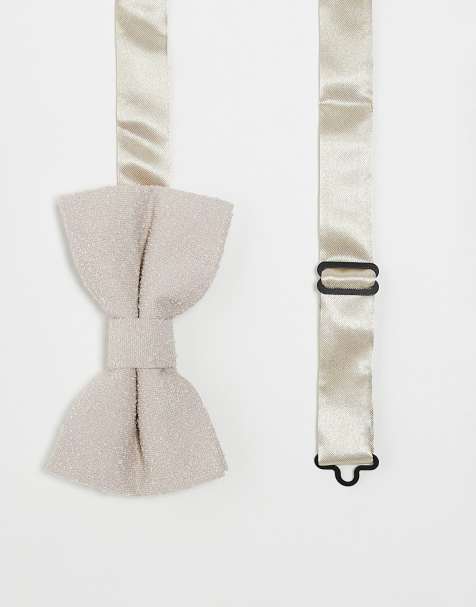 ASOS DESIGN textured bow tie in stone - view 1