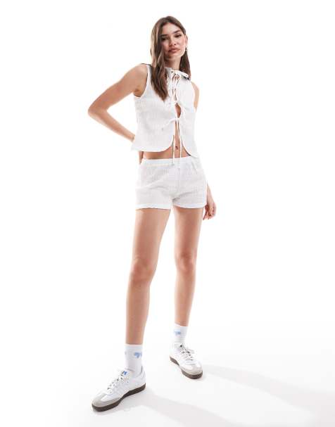 ASOS DESIGN textured boxer short co ord in ivory - view 1