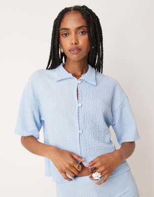 Asos Design Textured Broderie Lace Button Through Shirt