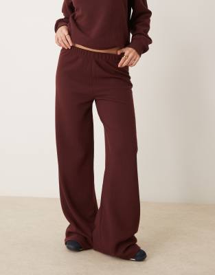 Asos Design Textured Brushback Sweat Pants In Brown