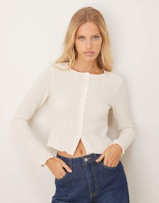 Asos Design Textured Button Up Long Sleeve Top In Multi