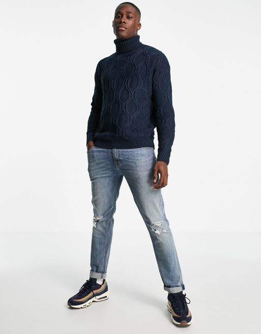 ASOS Design Cable Knit Roll Neck Sweater