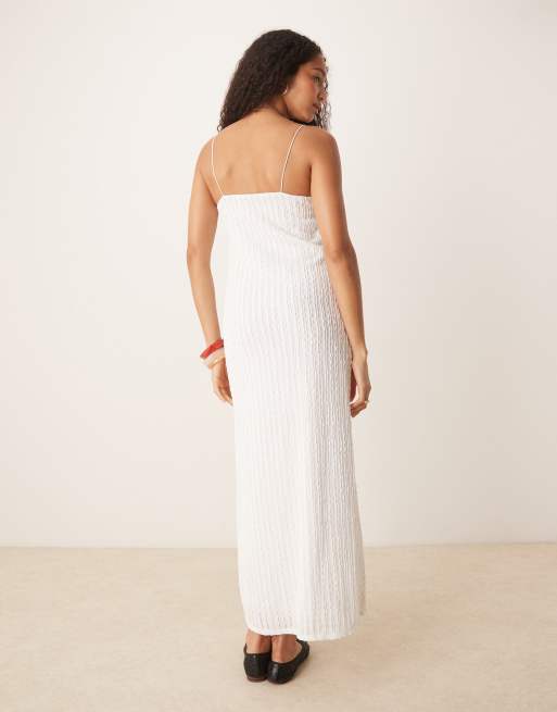 ASOS DESIGN textured cami midi dress in white, 4 of 4
