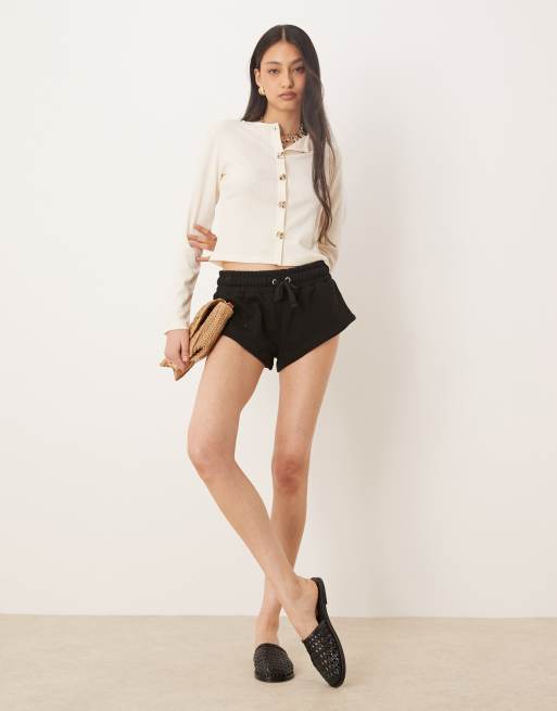 ASOS DESIGN textured cardigan with golden button details in ecru, 2 of 4
