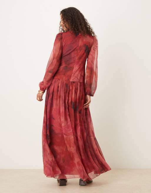 ASOS DESIGN dobby channel detail maxi dress in pink abstract