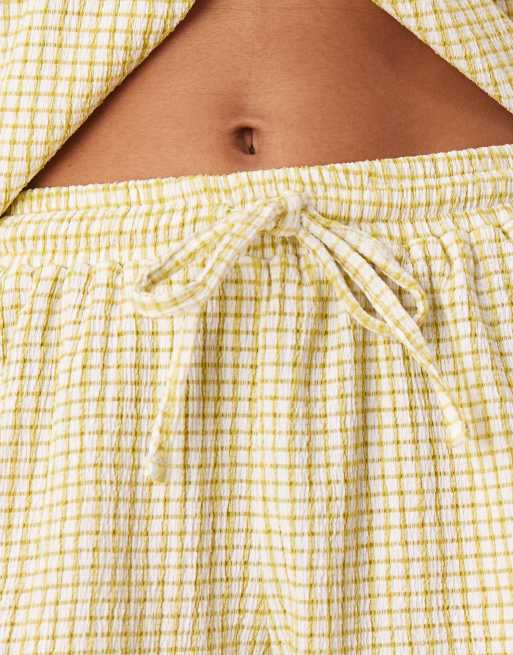 ASOS DESIGN textured check boxer short co ord in green, 3 of 5