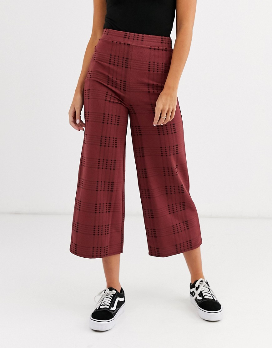 ASOS DESIGN textured check culotte trouser-Multi
