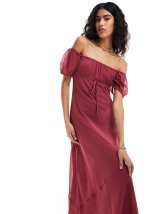 ASOS DESIGN one shoulder midi dress with back bra detail in raspberry