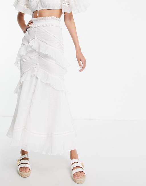 White chiffon 2025 ruffle skirt