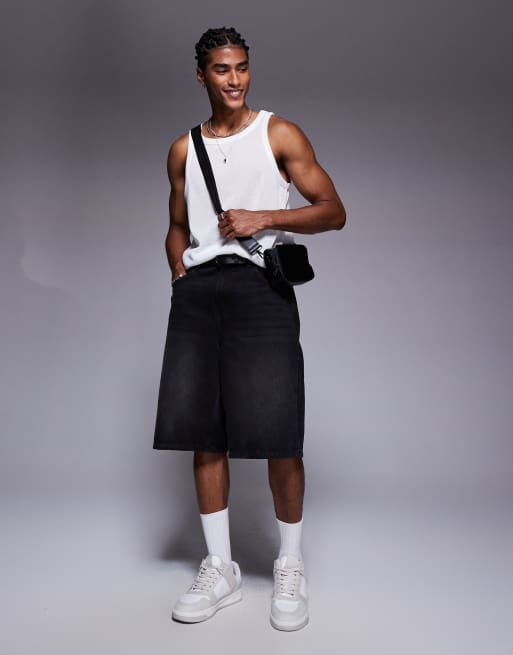 ASOS DESIGN textured contrast crew neck tank top in cream