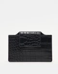 [ASOS DESIGN] ASOS DESIGN textured croc card holder in black No Size BLACK