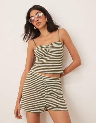 Asos Design Textured Crochet Ruched Cami Top