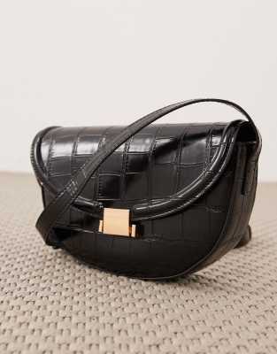 Asos Design Textured Crossbody Bag In Black