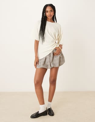 Asos Design Textured Cut-out Detail T-shirt In White