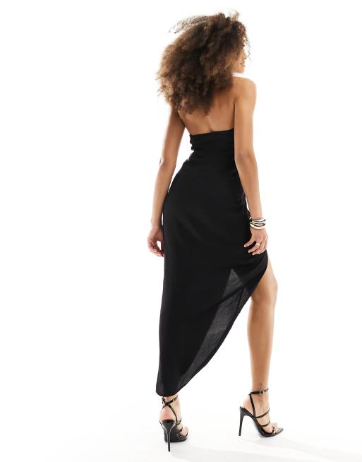 Asos black backless dress best sale