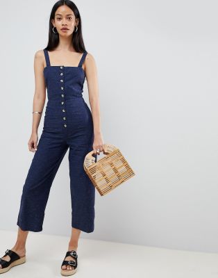 denim button jumpsuit