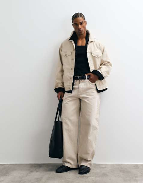 ASOS DESIGN textured denim set in ecru - view 1
