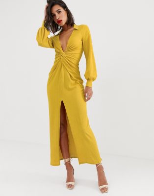 asos mustard maxi dress