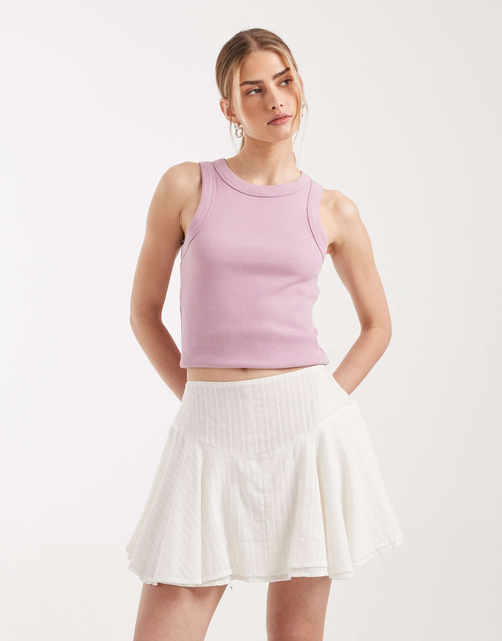 asos design textured drop waist mini skirt in white