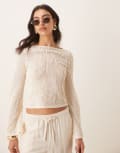 [ASOS DESIGN] ASOS DESIGN textured flare sleeve top in white M White
