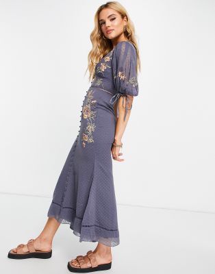 asos design a-line midi dress with cluster embellishment in gold Essentiel Antwerp summer dress – insolito-vintage main image 0