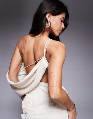 Asos Design Textured Floral One Shoulder Maxi Dress In White