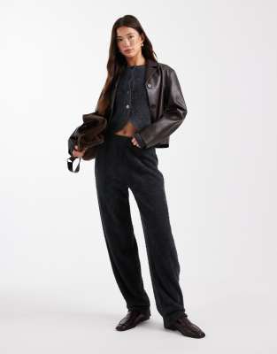 Asos Design Textured Fluffy Barrel Leg Pants In Gray