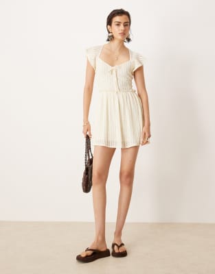 Asos Design Textured Flutter Sleeve Mini Dress