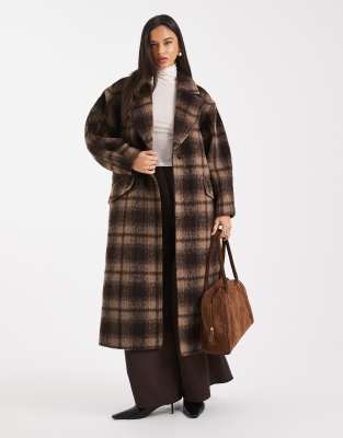 Asos Design Textured Formal Coat In Brown