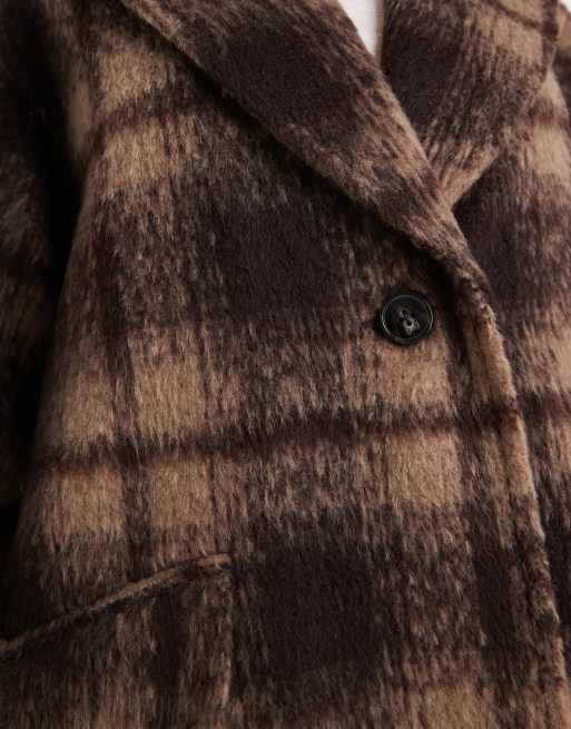 ASOS DESIGN textured formal coat in brown plaid, 4 of 4