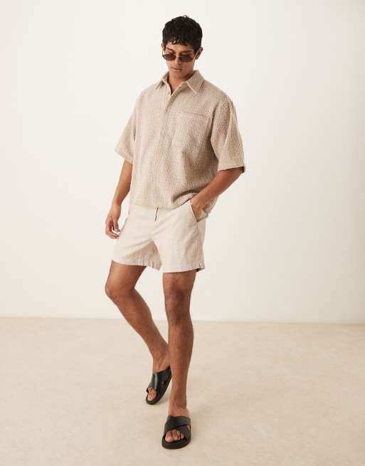 ASOS DESIGN textured half sleeve shirt in hessian
