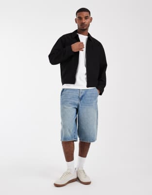 Asos Design Textured Harrington Jacket In Black