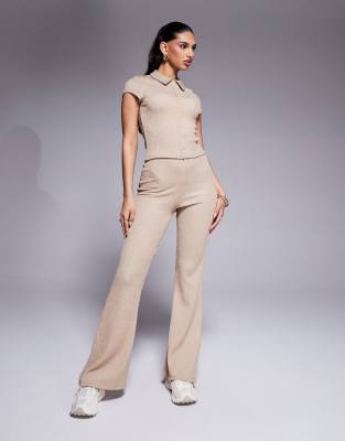 Asos Design Textured Hook And Eye Short Sleeve Top In Gold