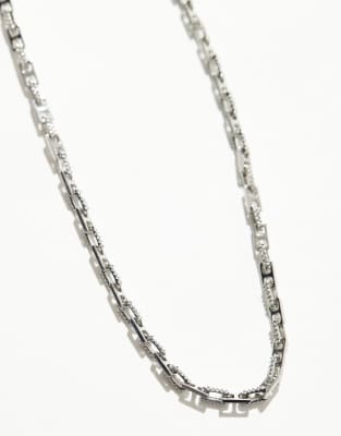 Asos Design Textured Ink Chain Necklace In Silver