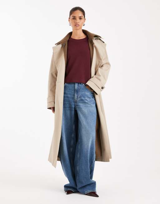 ASOS DESIGN textured jersey boxy crop T-shirt in burgundy, 2 of 4