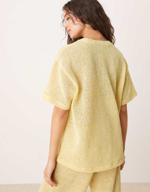 ASOS DESIGN textured jersey oversized short sleeve top in lemon - part of a set, 4 of 4